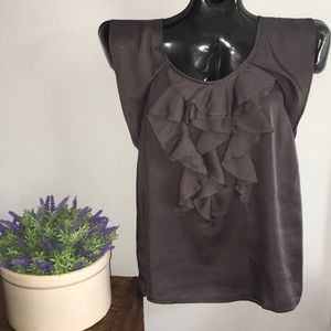 LOFT cap sleeve, ruffle blouse // size medium